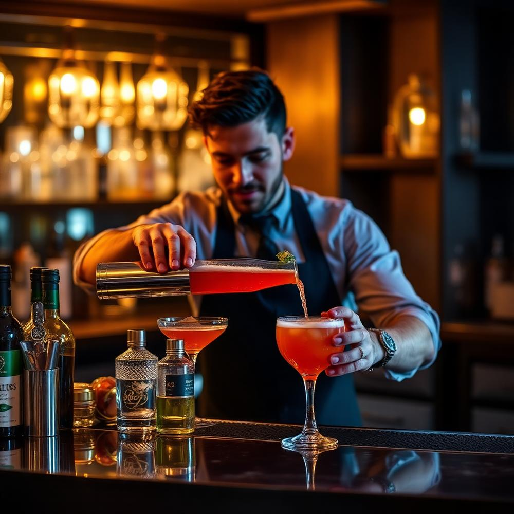 A mixology session at the training bar